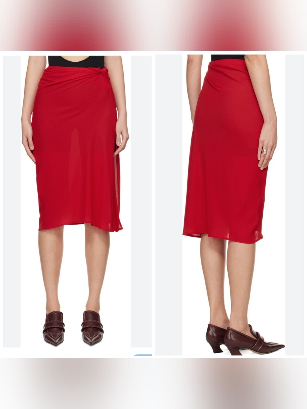 NWT Beaufille Red Vela Midi Skirt, XS, Color Vermillion - Picture 2 of 11